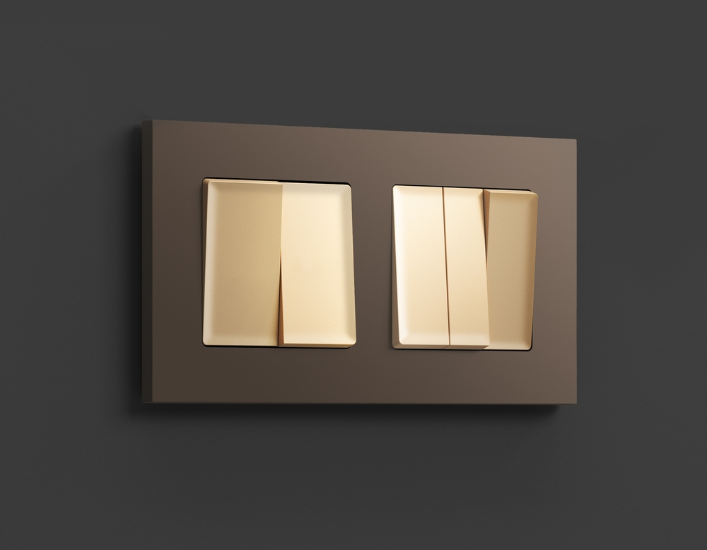 AP6030 Лицевая панель ALFA (Шампань) для 2-кл выключателей QUANT