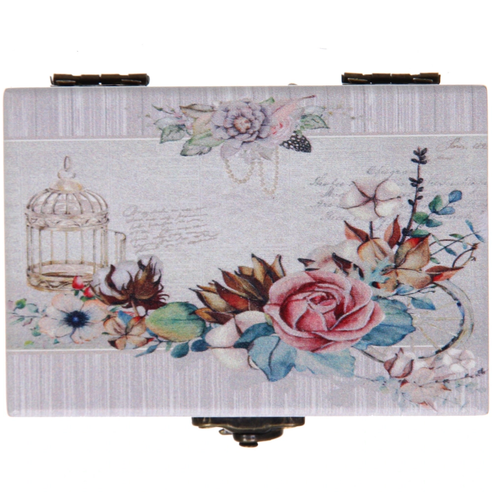 Шкатулка деревянная с зеркалом «МАРЦИПАН», нежные лепестки роз, 9.5*6.5*5см (в коробке)