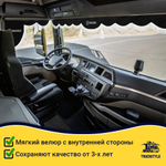 Ламбрекен с косынками стеганые Shacman (экокожа, черный, белая лапша)