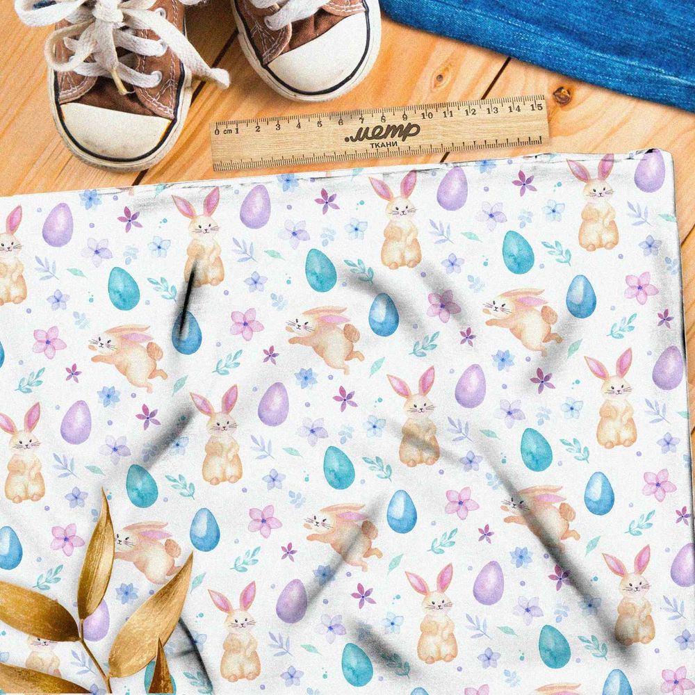 Ткань таффета пасхальные зайцы