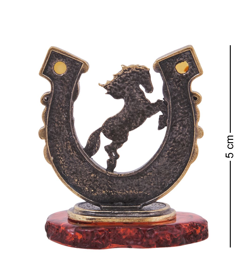 AM-4165 Фигурка «Подкова Лошадь - На удачу» (латунь, янтарь)