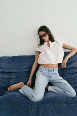 ZARA ДЖИНСЫ Z1975 SLIM С ВЫСОКОЙ ПОСАДКОЙ, ГОЛУБОЙ