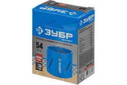 Биметаллическая коронка ЗУБР Эксперт 54 мм, быстрорежущая сталь 29531-054_z01