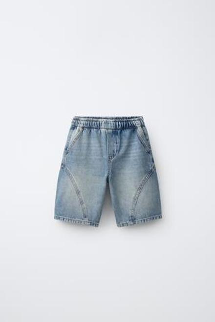 ZARA ДЖИНСОВЫЕ ШОРТЫ BARREL, СИНИЙ