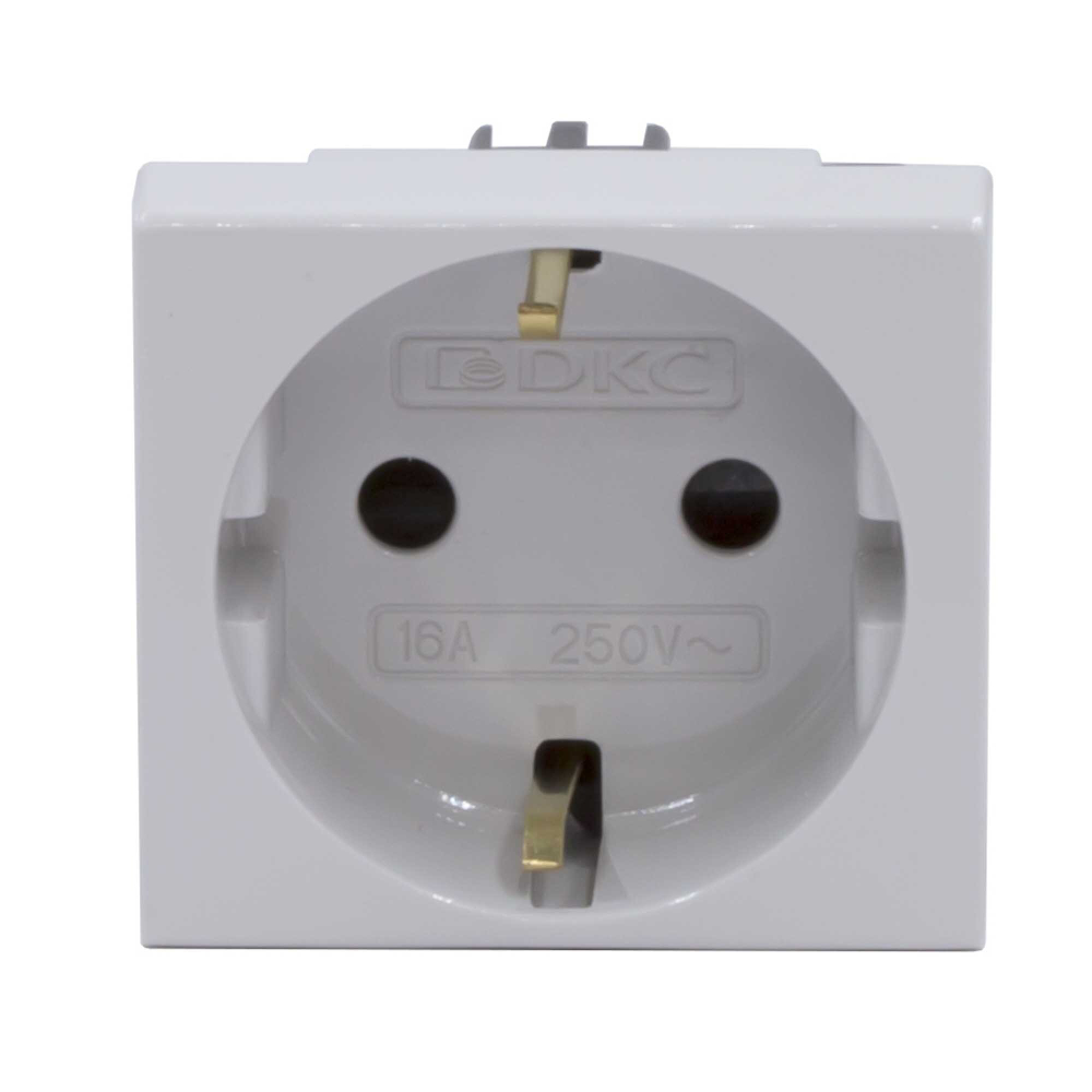 Розетка силовая 2Р+Е, со шторками, «Viva», 2 мод., серая DKC