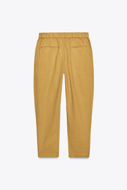 ZARA БРЮКИ-ДЖОГГЕРЫ С ЗАСТЕЖКОЙ НА КНОПКУ СНИЗУ, ГОРЧИЧНЫЙ