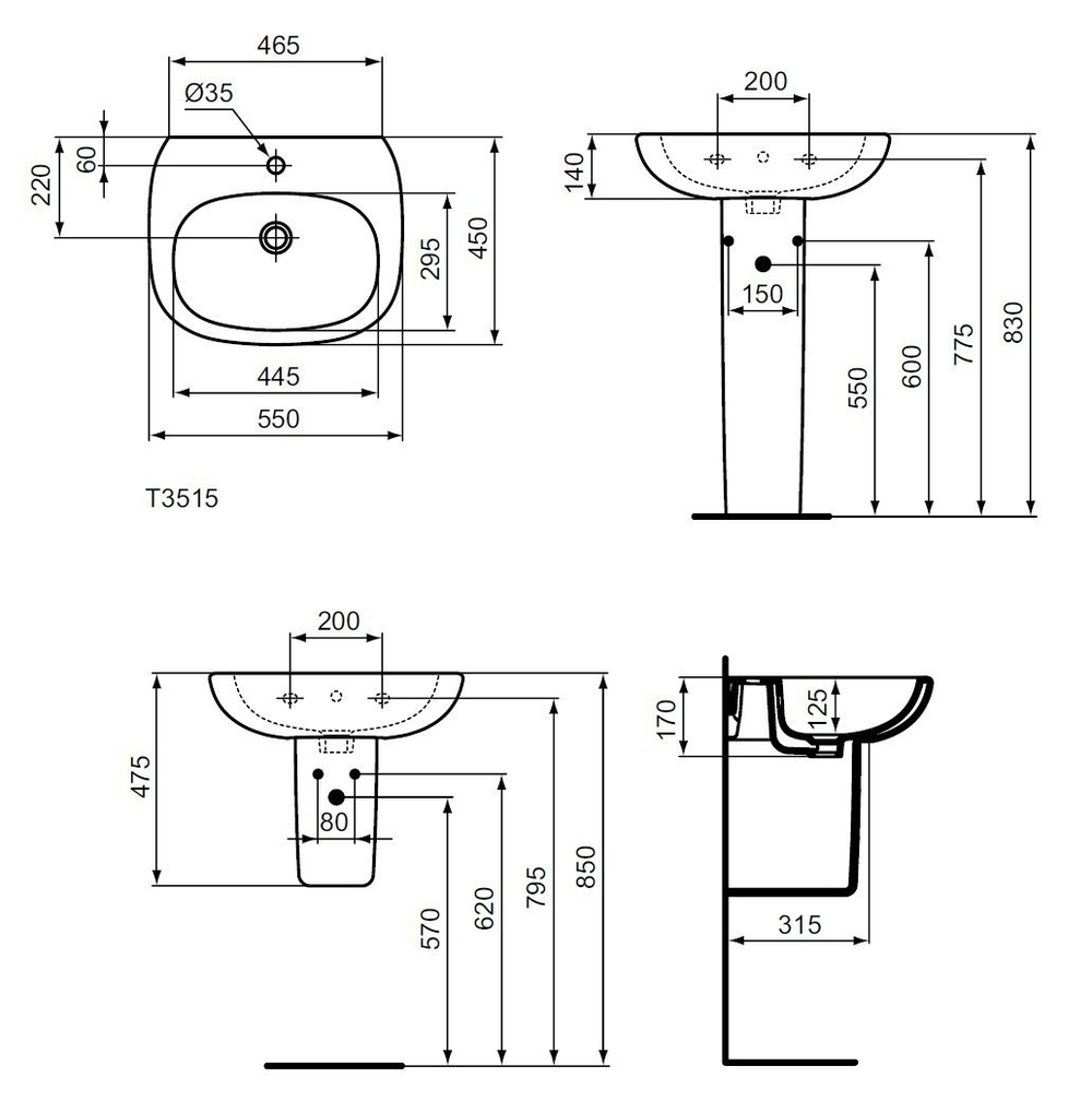 Умывальник Ideal Standard TESI T351501