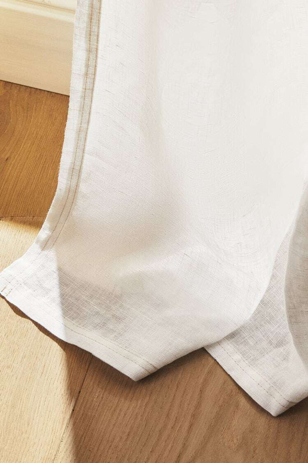ZARA HOME XL ЛЬНЯНАЯ ЗАНАВЕСКА, БЕЛЫЙ