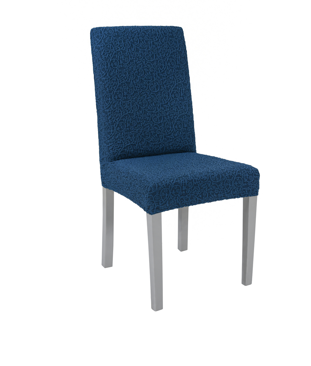 Чехол Жаккард без оборки на стул, цвет Индиго