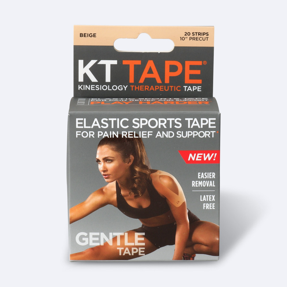 Кинезиотейп KT Tape Gentle Хлопок, Деликатные, 20 полосок, 25 х 5 см, преднарезанный, цвет Бежевый