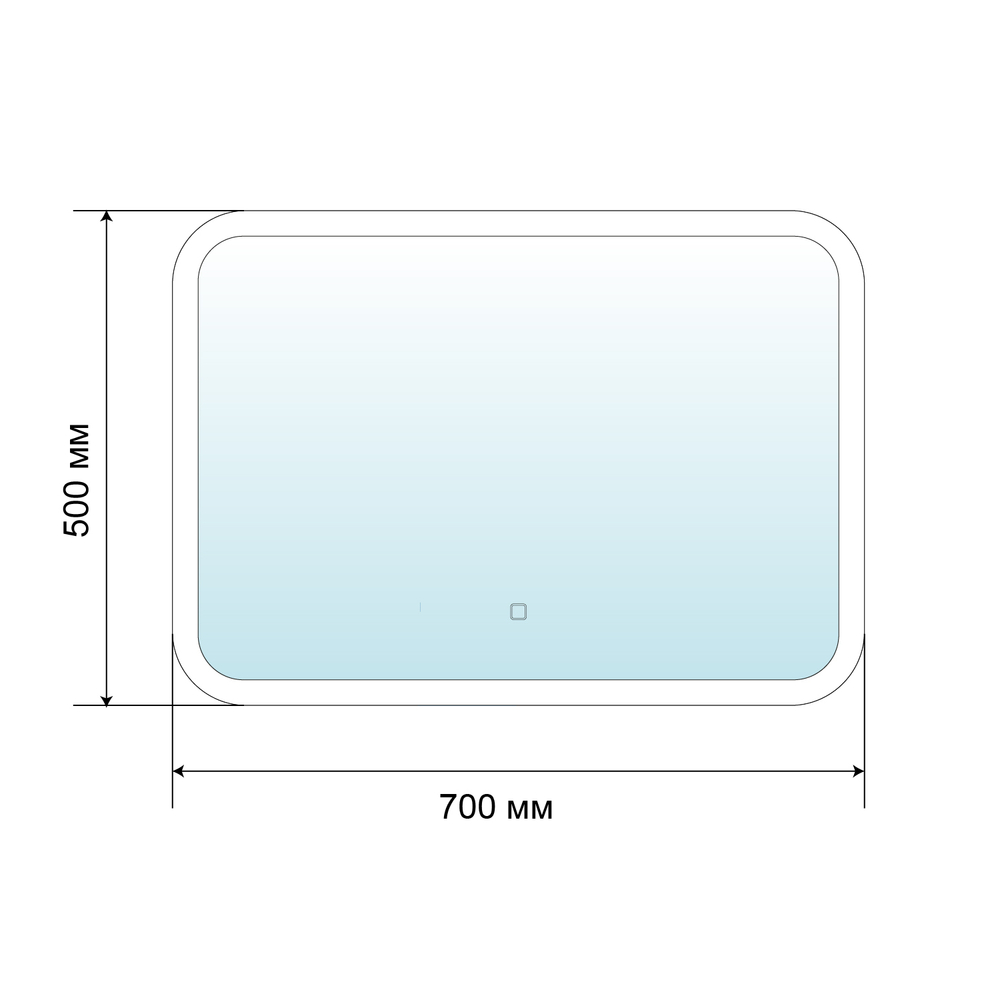 Зеркало с подсветкой Джобс lite 70 х 50 см (сенсорный выключатель, регулировка яркости, холодный свет 6000K)