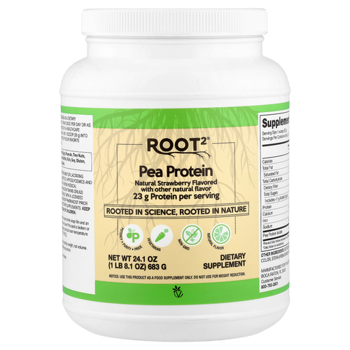 Vitacost, Root2®, Pea Protein, Natural Strawberry, 1 lb 8.1 oz (683 g)