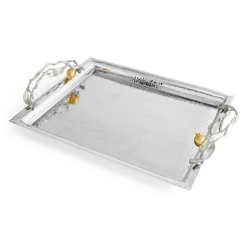 Поднос сервировочный Michael Aram Pomegranate Silver & Gold (44.5 х 33 см)