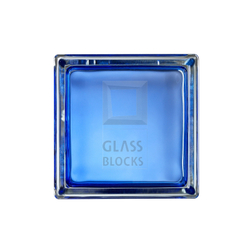 Стеклоблок синий футуристический Mini 14.6x14.6x8 см.