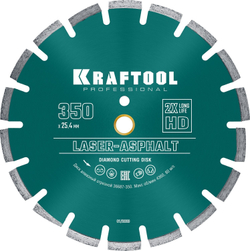 KRAFTOOL Laser-Asphalt, 350 мм, (25.4/20 мм, 10 х 3.2 мм), сегментный алмазный диск (36687-350)