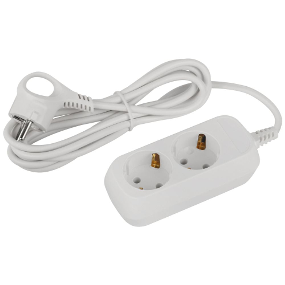 Удлинитель электрический ЭРА UDL-10-230-E Greenline 2 розетки с заземлением 3м ПВС 3x0.75мм2