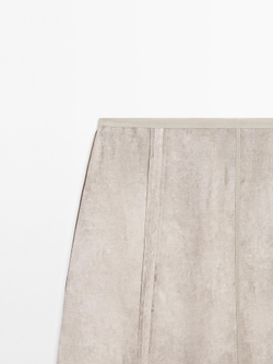 Massimo Dutti Юбка миди с отделкой стежками, серый