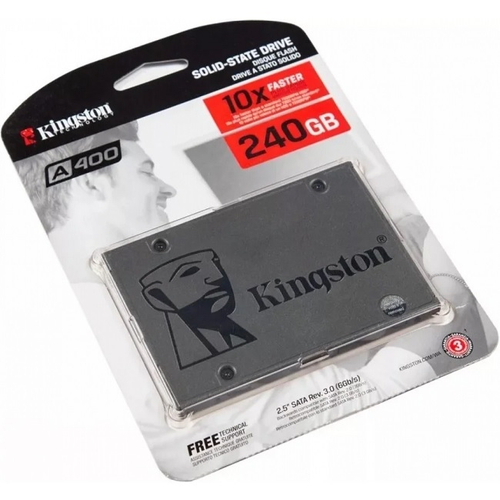 Жесткий диск SSD 2.5" 240Gb Kingston A400, 550/450MBs, 87000 IOPS, TLC, SATA-III (SA400S37/240G)