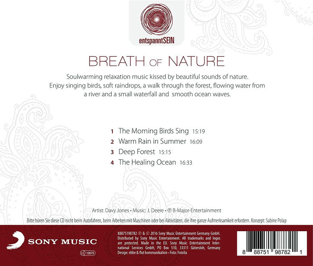 Davy Jones / Breath Of Nature (Relaxing Music For Inner Balance & Harmony)(CD)
