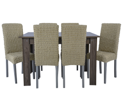 Чехол на стул без оборки со спинкой, цвет Бежевый, Набор 4 шт.