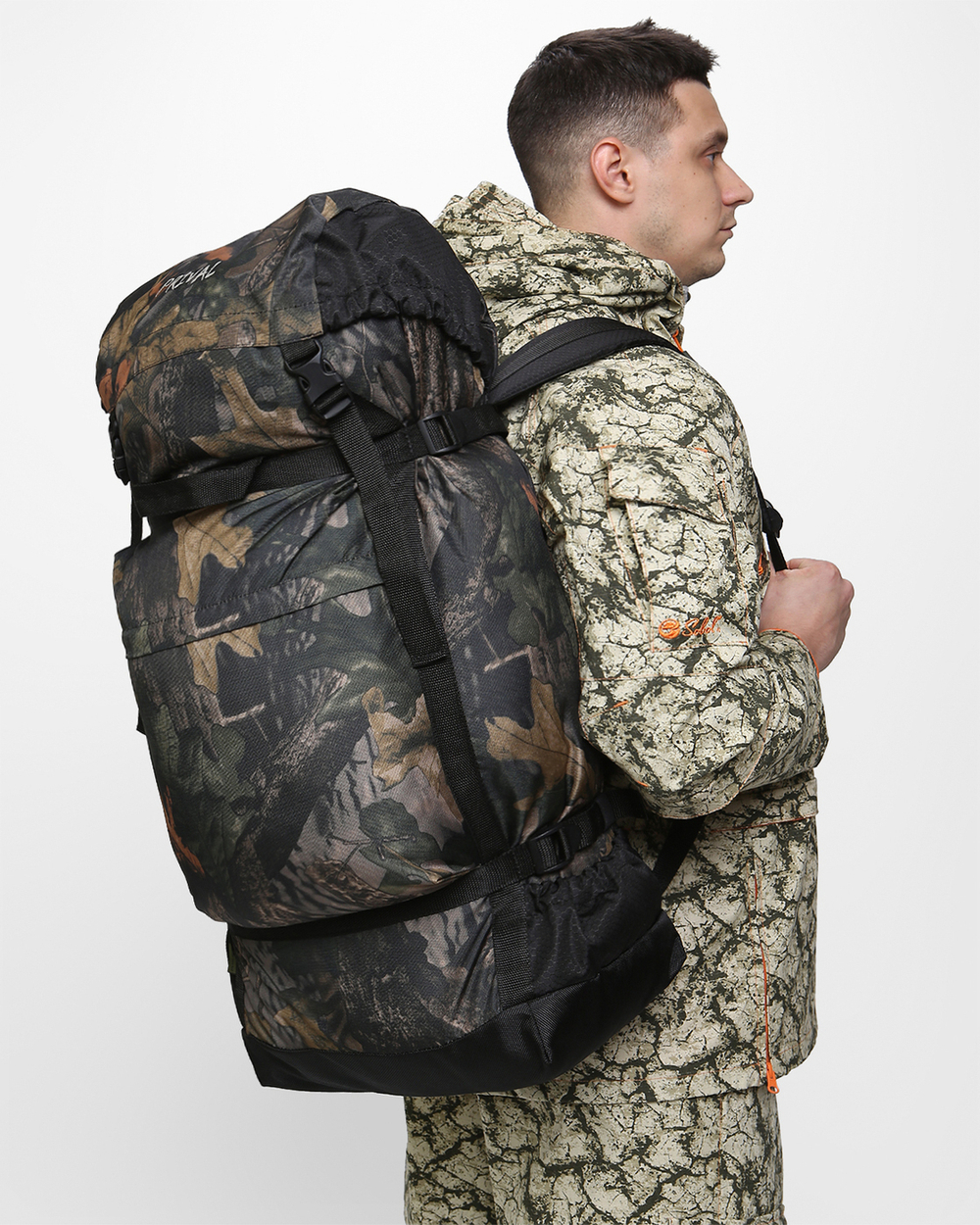 Рюкзак туристический Prival Михалыч 70л, камуфляж Лес