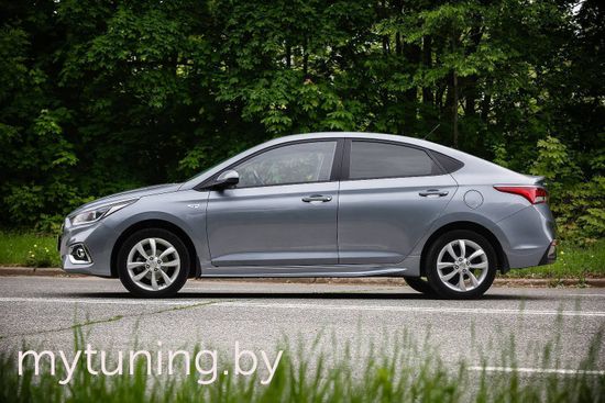 Накладки на пороги до брызговиков для Hyundai Solaris II