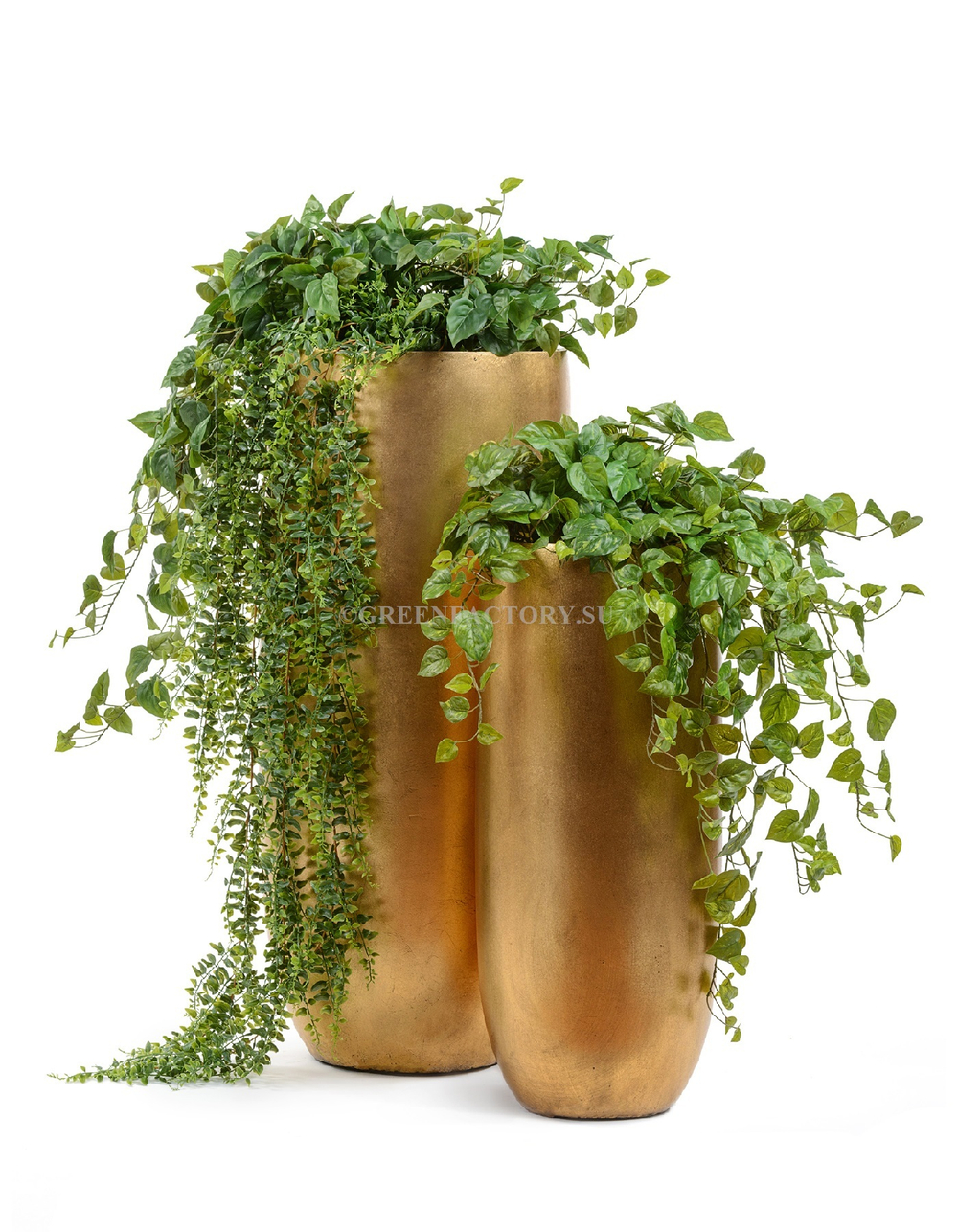 Кашпо TREEZ Effectory - Metal - Высокий округлый конус - Сусальное золото