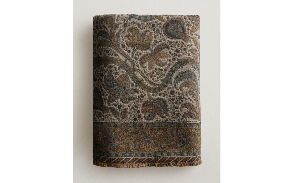 Zara Home плед из хлопка, хаки, 140x190 см