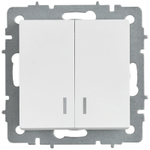 BRITE Выключатель 2-клавишный с индикацией 10А ВС10-2-1-БрАБ арктический белый IEK