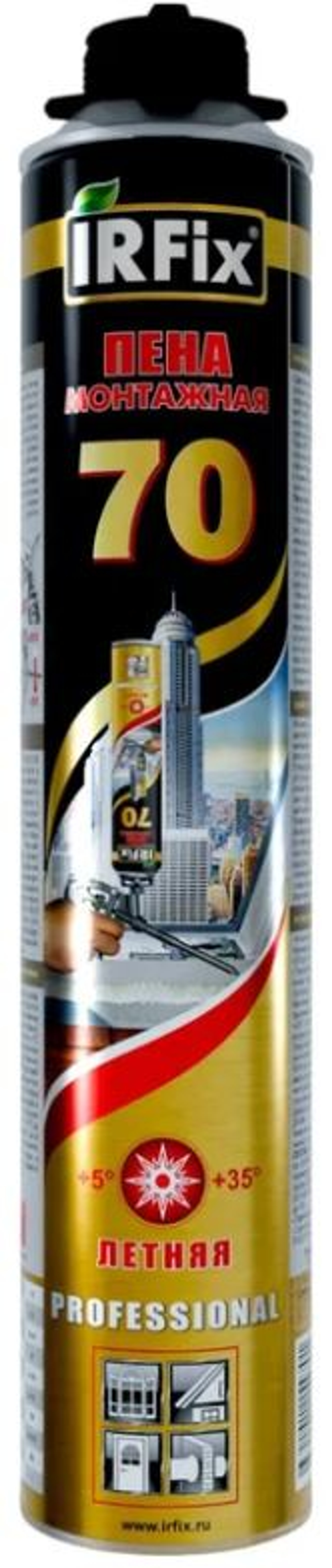 Пена монтажная PRO 70 лит. 880 мл. Всесезонная "IRFix" (16шт) 10041