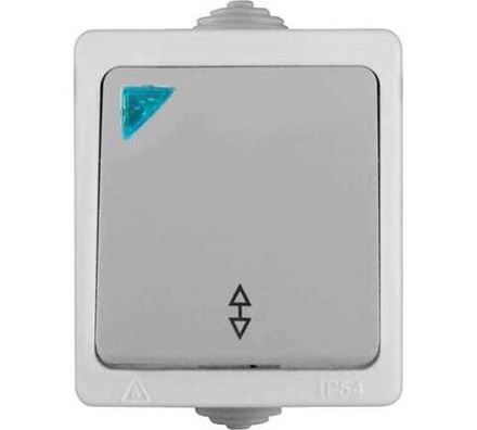 Выключатель одноклавишный с подсветкой "UNIVersal" серия "Аллегро", IP-54, о/у, 10А, 220В, белый (ев