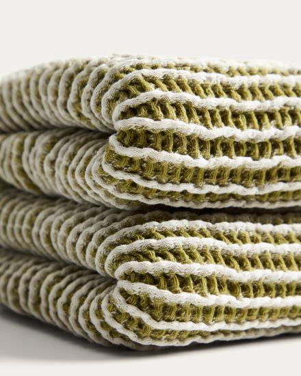 Хлопковый плед Lideba в зеленую полоску, 100 x 170 см