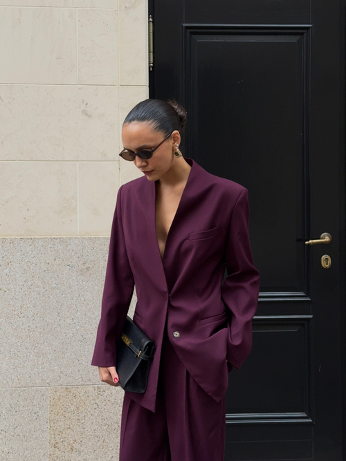 Жакет из вискозы без лацкана бордовый