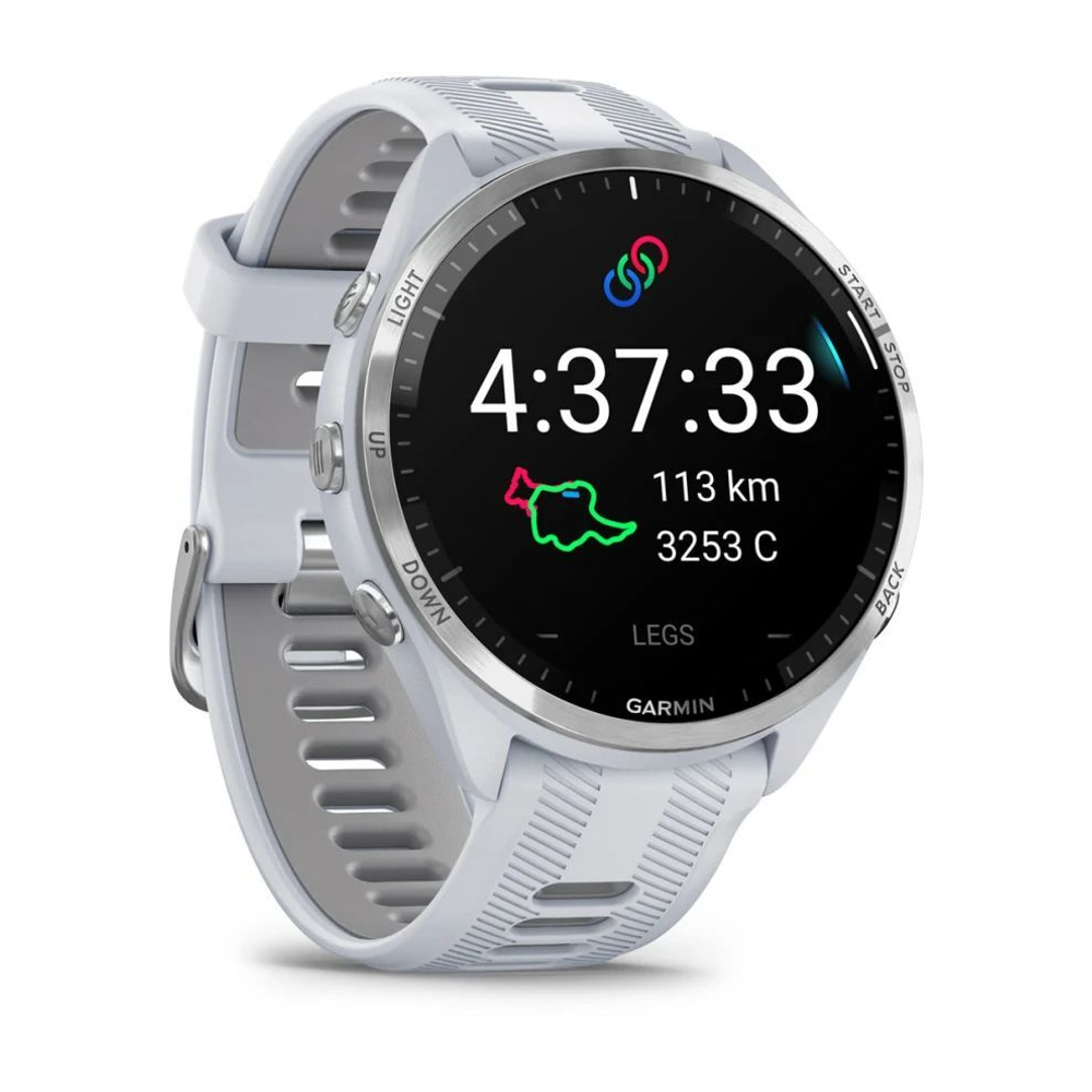 Смарт часы Garmin Forerunner 965 белые, титановый безель, с белым ремешком
