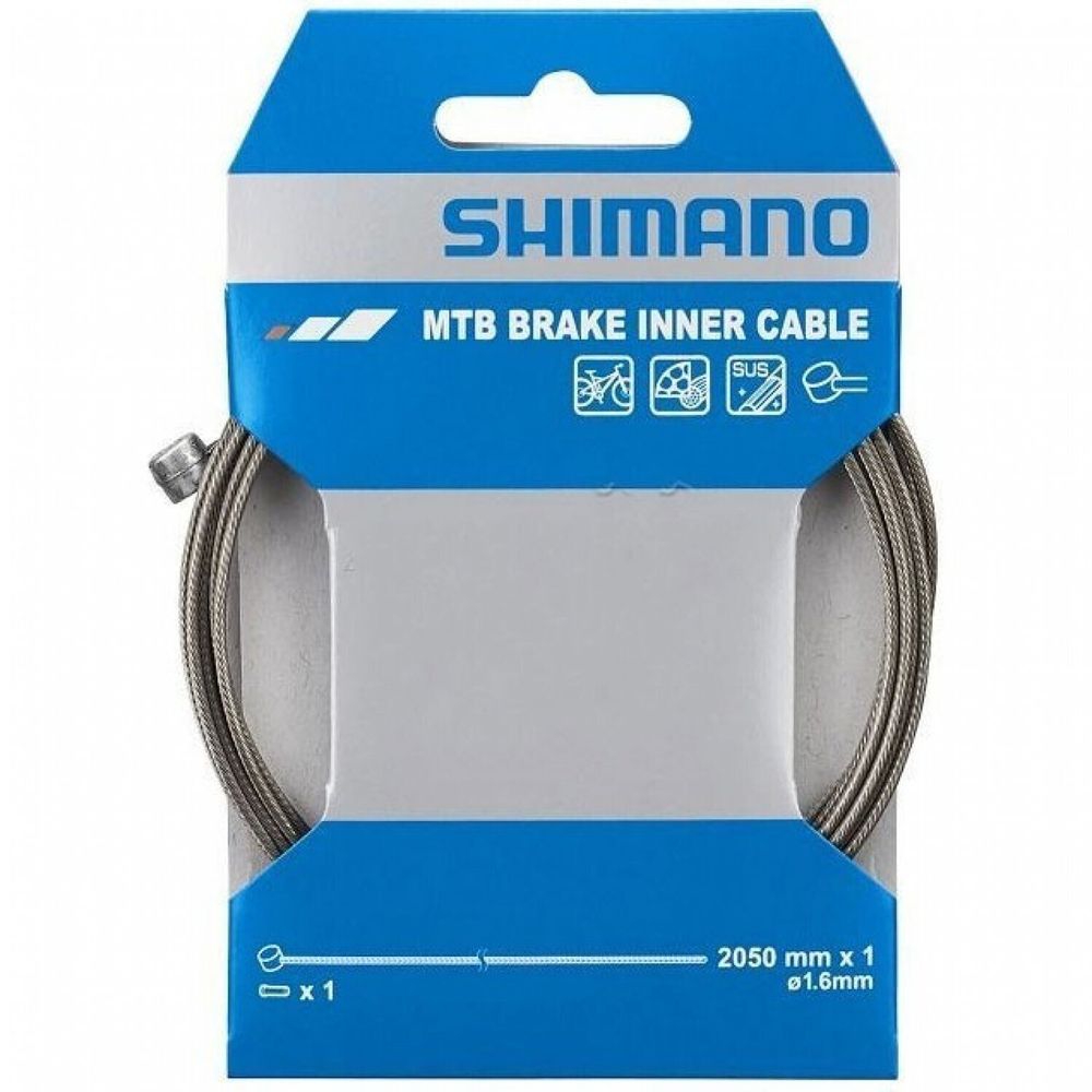 Трос тормоза Shimano, нерж., для MTB 1.6x2050 мм с концевиком троса