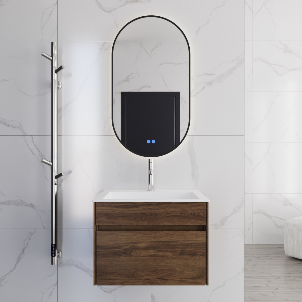 База под раковину Chiara 600 подвесная, 1 выкатной ящик soft-close, C.Oak