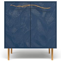 Комод Арт Колор leaves Стайл Голд с 2 полками Королевский синий