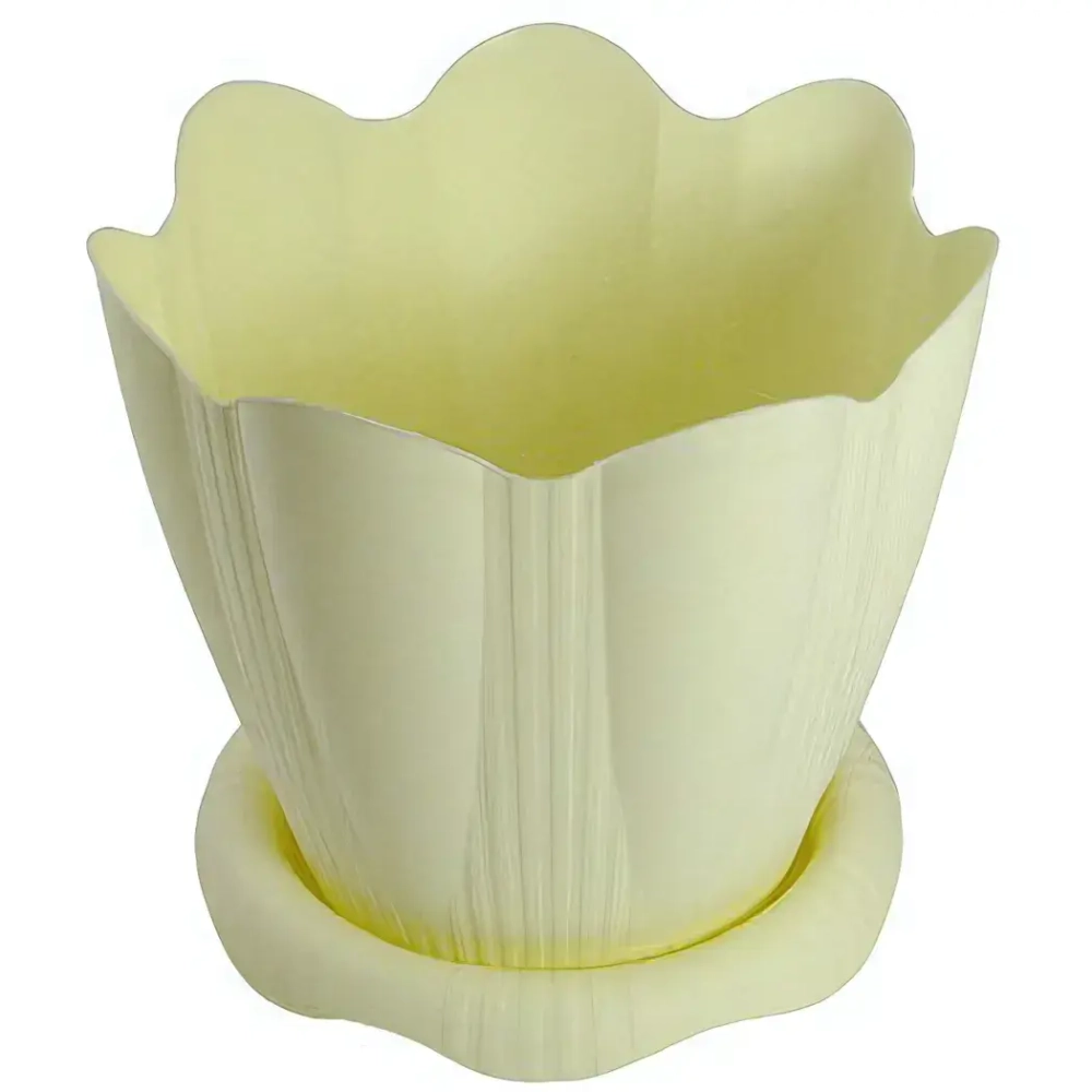 Горшок для цветов пластиковый 1,5л d-16см «Эдельвейс» с поддоном микс С191К