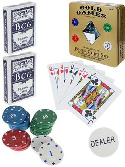 Набор для покера "Стрит", 100 фишек, металл. коробка