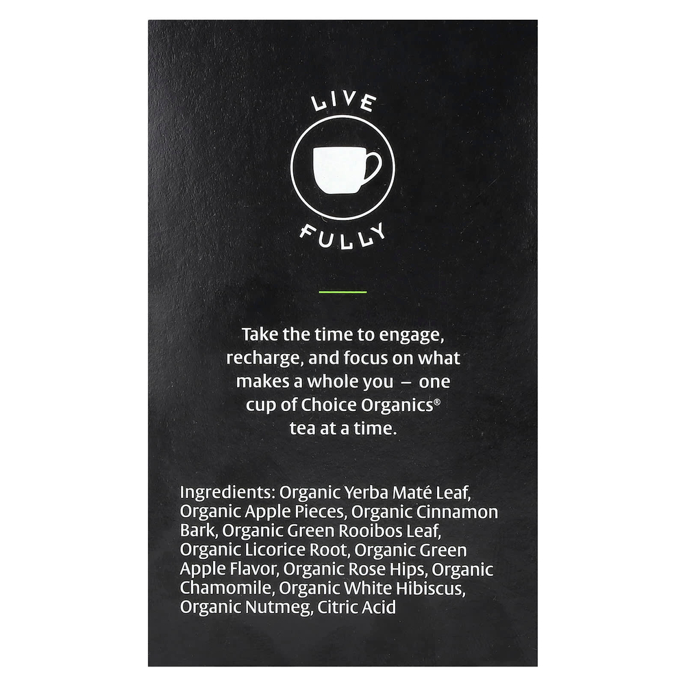 Choice Organics, травяной йерба мате, яблочный мате, 16 чайных пакетиков, 36 г (1,27 унции)