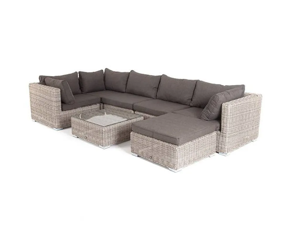 "Лунго" трансформирующаяся лаунж-зона из искусственного ротанга, цвет бежевый