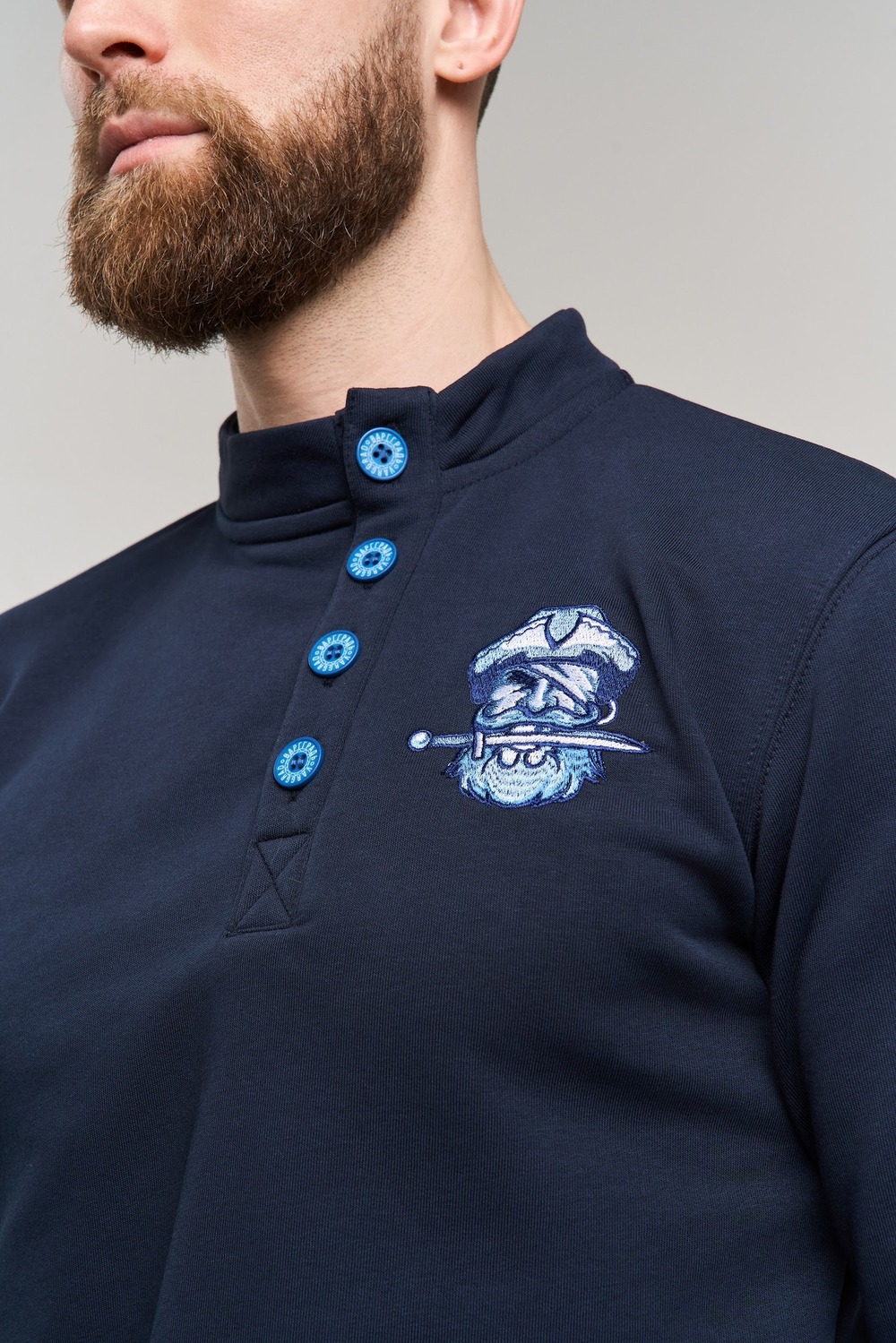 Косоворотка-свитшот Варгградъ мужской тёмно-синий «Ушкуйник» без начёса