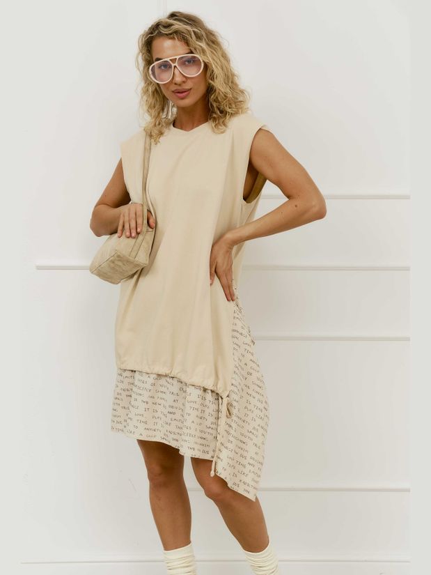 Платье с воланами буквы, бежевый