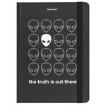 Блокнот с резинкой в клетку 96 л., А5 (145х203 мм), твердая обложка, BRAUBERG, "Aliens", 113722