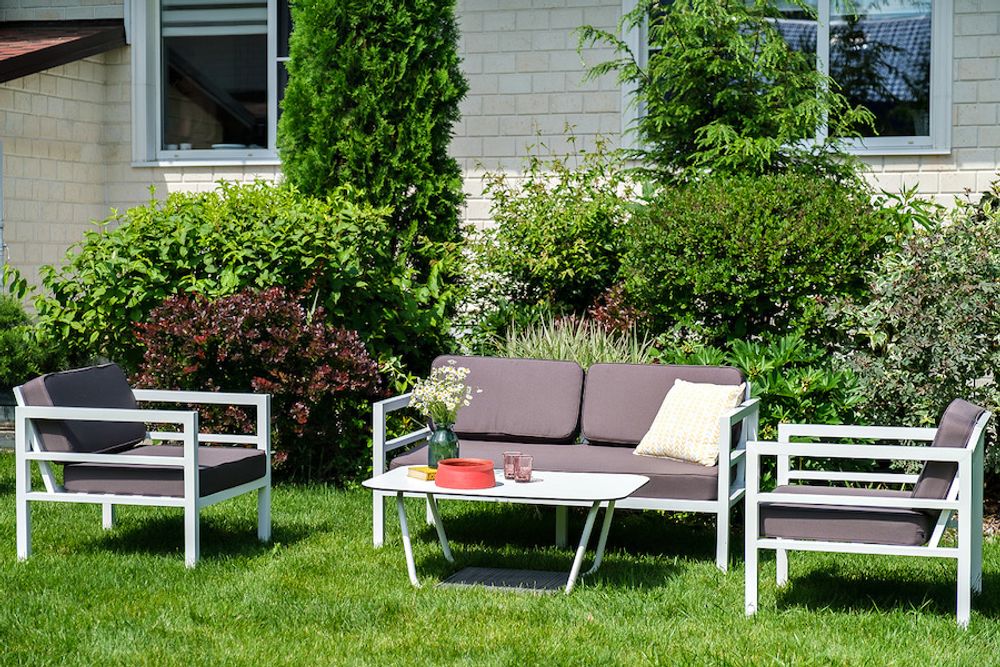 "Эстелья" лаунж-зона из алюминия со столиком из HPL 4-местная