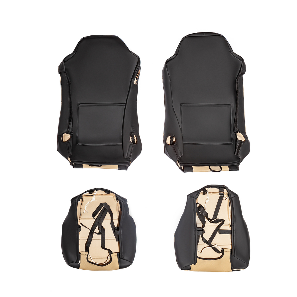 Чехлы Shacman X6000 3D (экокожа, черный цвет, бежевая экокожа посередине, кант)