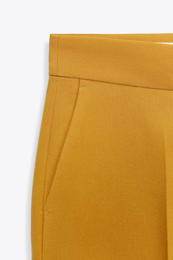 ZARA БРЮКИ СЛИМ С ВЫСОКОЙ ПОСАДКОЙ, ГОРЧИЧНЫЙ