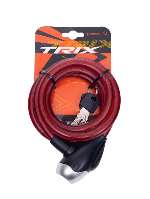 Замок велосипедный TRIX, с ключами, красный
