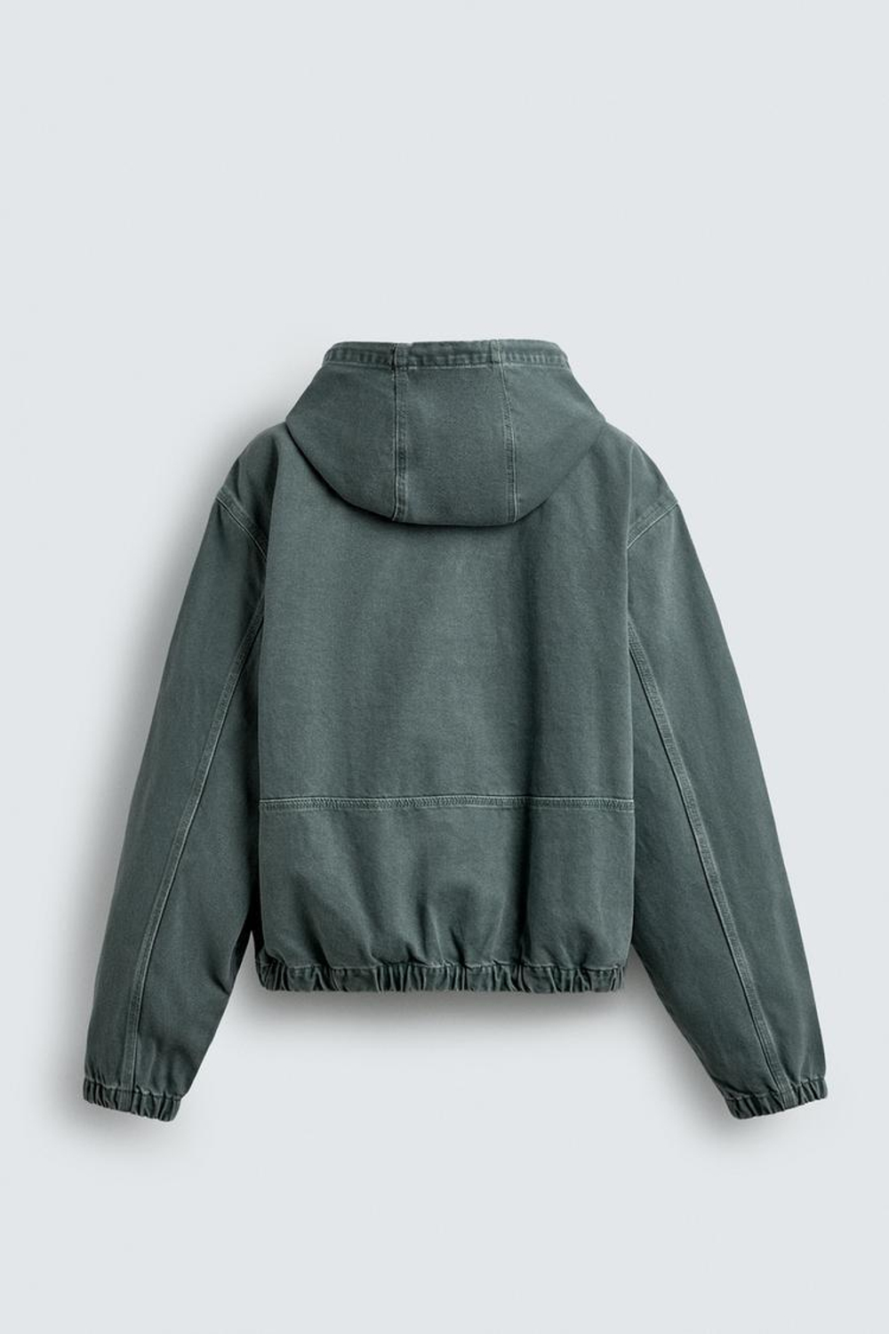 ZARA КУРТКА С КАПЮШОНОМ ИЗ ТКАНИ С ЭФФЕКТОМ ПОТЕРТОСТИ, ЛИНЯЛЫЙ ЗЕЛЕНЫЙ