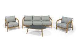 "Лейпциг" лаунж-зона из тика на 5 персон, цвет серый